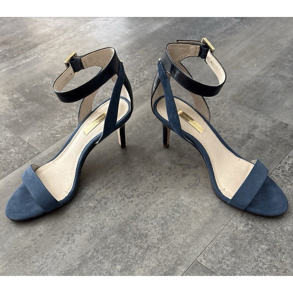 Louise et Cie Strappy Ankle Strap Open Toe Stiletto Suede/Leather 6.5M